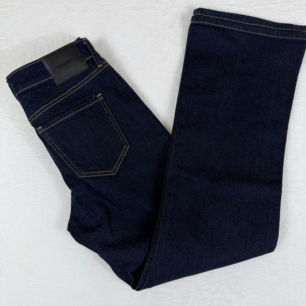 Express Mid Rise Bootcut Jeans Indigo Blue Stretch Denim Womens Size 4S Short